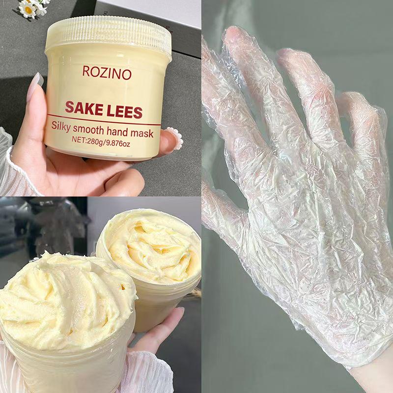ROZINO Sake Lees Silk Smooth Hand Mask - Intensive Nourishing Moisturizing Silky Finish - 280g/9.876oz - Pampering Experience for Hands Nail Soothing & Hydrating