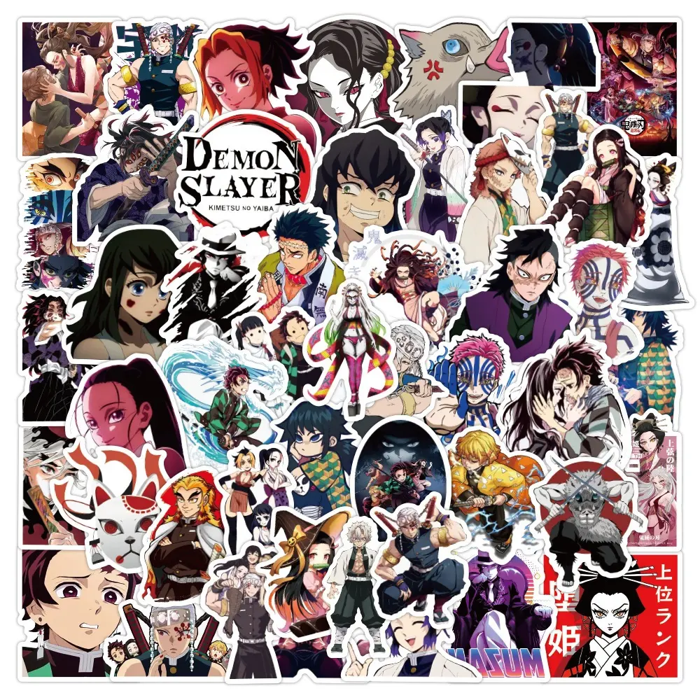 50pcs New Anime Demon Slayer Kimetsu No Yaiba Phone Ccd Stickers, Waterproof Graffiti Decals for Cellphone, Smartphone, Luggage & Skateboard, Accessories