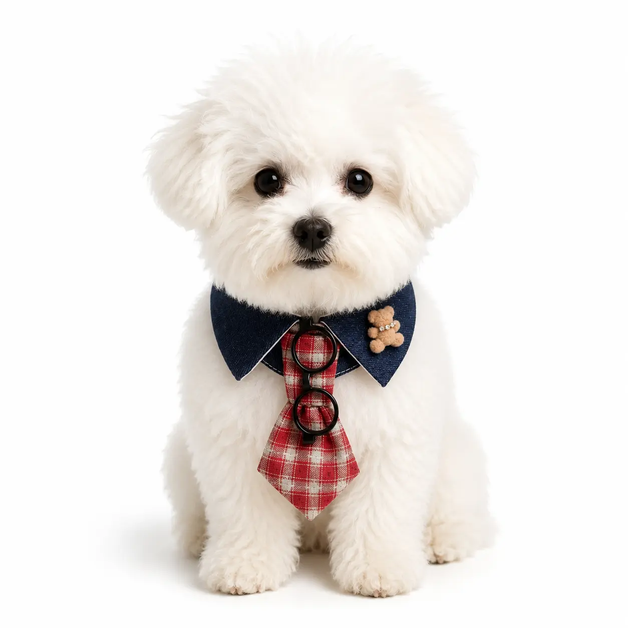 Polyester Plaid Gingham Bow Tie Dog Collar, Adjustable Skin-Safe Strap, Stylish Soft Animal Neck Accessory for Photos & Daily Wear, Pet Photo Accessory