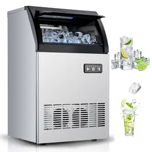 Fast Commercial Under Counter Ice Maker Machine - 120lbs/24H, 33lbs Storage, 45 Clear Cubes/Cycle, Dual Water Inlet, Self-Cleaning, Stainless Steel for Bar, Restaurant, Office, Silver Black