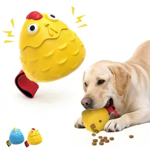 Interactive Dog Chew Toy, Natural Rubber Treat or Food Dispensing Toy for Aggressive Chewers, Built-in sound generator,  Interactive Slow Feeder Tough Puzzle Toys Teeth Cleaning for Small Medium Large Dogs