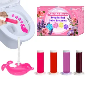 Toilet Gel Stamps: Automatic Cleaning Floral Gel Dolphin Kit | Lasts 48 Uses, 5 Fragrances (Lavender/Rose/Cherry Blossom/Sweet Floral/Paris) | No-Scrub, Strong Stain Removal, Fits All Toilets