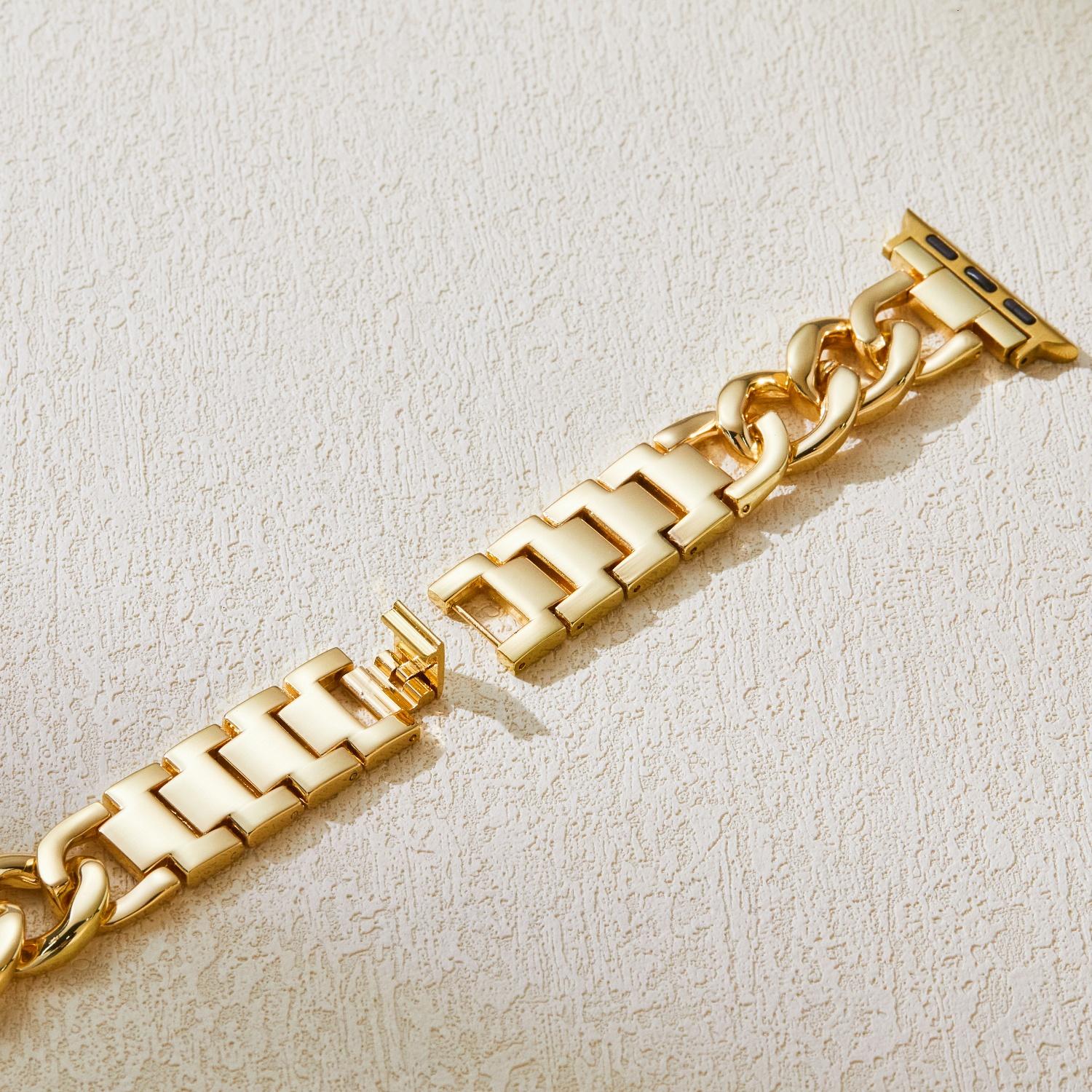 MISSAIR Luxury 14k Gold Plated Chain Bracelet Band Compatible with Apple Watch Series 11-1, SE, Ultra – Adjustable Strap for Women, Fits 38-49mm