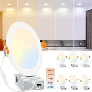 Hot Selling 2-pack ceiling LED Lights Dimmable Recessed LED lighting Offering 5 Color Temperaturesm 1050 Lumens High Brightness Ultra-Thin Housing Built-in wiring box Suitable For Kitchens And Hallways 120V Universal Specification.