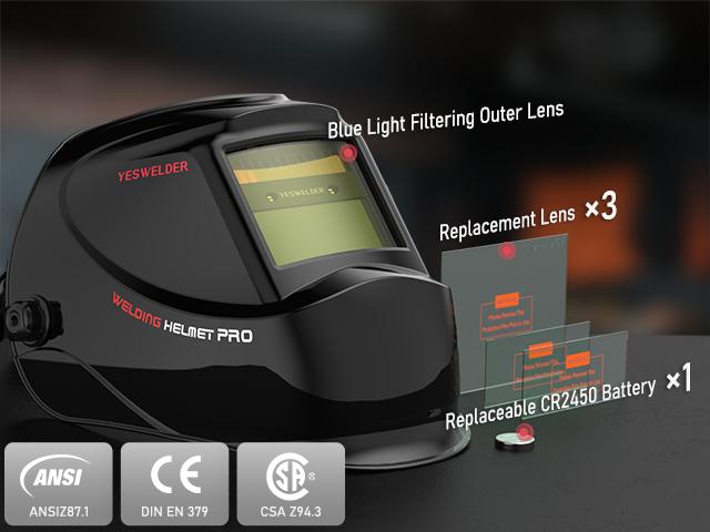 YESWELDER FLUX-135PRO 110V 135Amp Flux Core MIG Welder with LYG-L600A Welding Helmet | Gasless MIG/Lift TIG/Stick 3-in-1 Digital Display Welding Machine