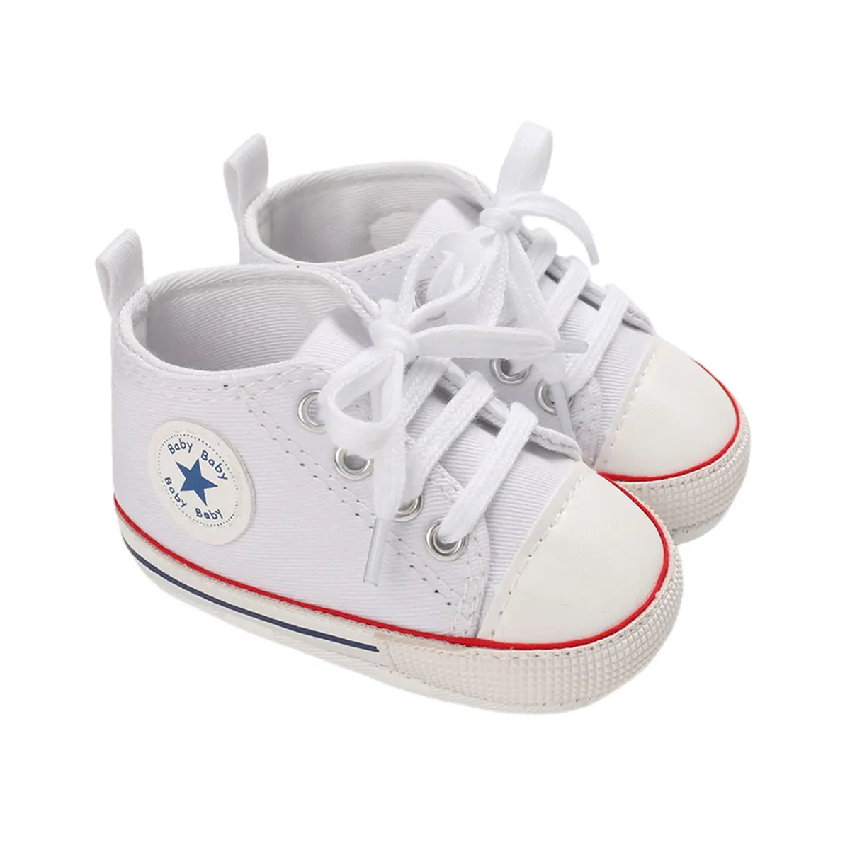 REDWOON Girls Boys Patchwork Canvas Shoes, Anti-Slip Soft Sole Flat Sneakers for First Walkers