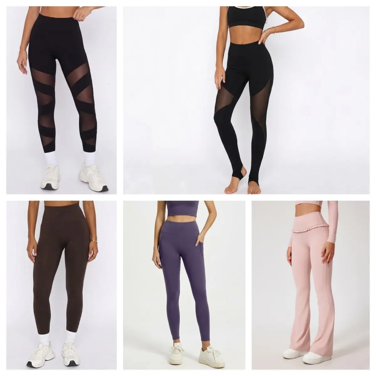 Women's Universal High-Waisted Flared Leggings Tummy Control - Sporty Chic Stirrup Pants with Geometric Mesh, Non-See-Through Nylon Spandex Fabric, True Size Fit, Body-Hugging, Breathable, All-Season, Cold-Wash for Gym Use