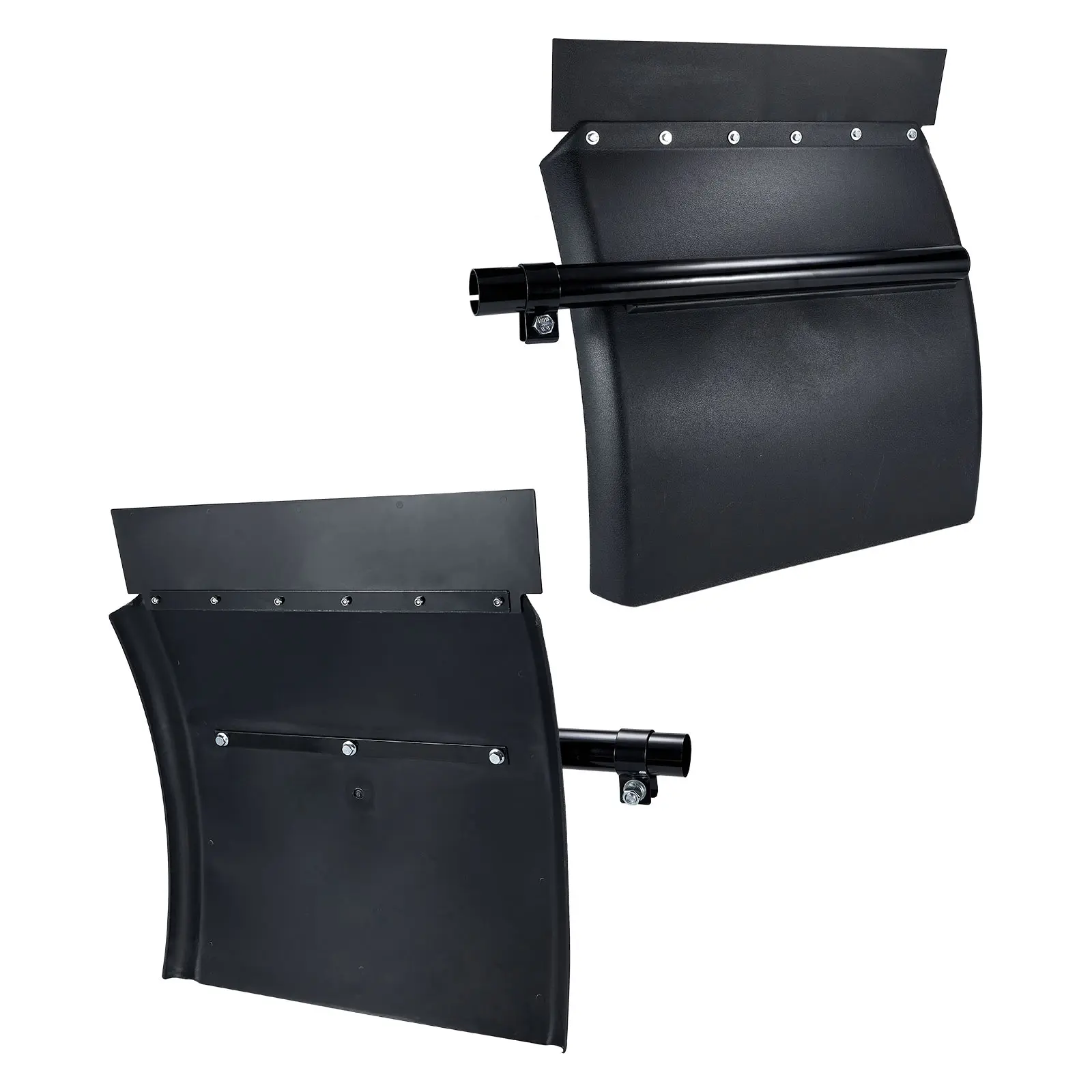 24"x24"/24"x29" Poly Quarter Fenders for Semi Truck | 2PCS (Right & Left) with Tube Bracket & Mount Hardware - Black