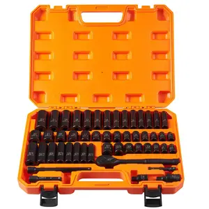 50pcs Set Standard SAE (5/16 To 3/4Inch)and Metric(8-22mm) Size Cr-V 3/8-Inch DriveRatchet Handle Drive Extension Bar with Heavy Duty Hardware