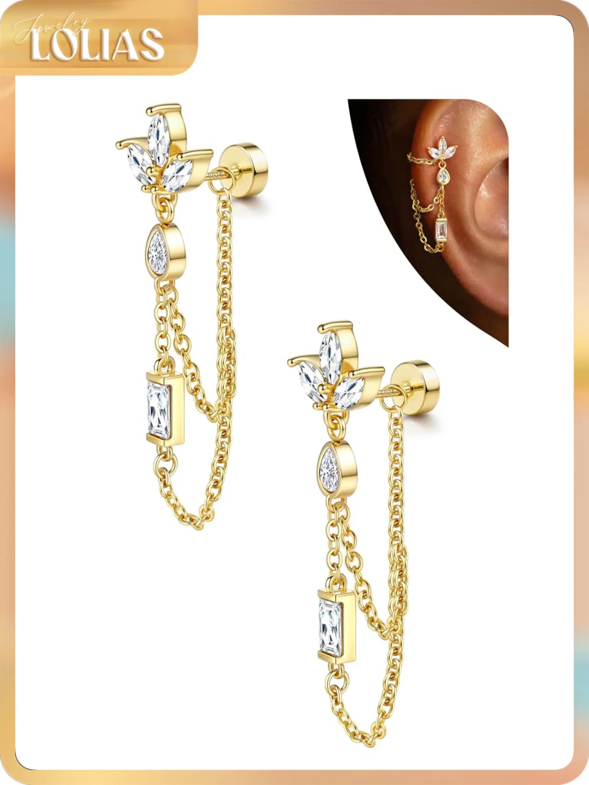 LOLIAS Hypoallergenic Cartilage Earrings for Women Flat Back-925 Sterling Silver Post Stud Flatback Earrings for Sensitive Ears-20G Ear Crawler Climber Cartilage Earring Tragus Conch Helix Piercing Jewelry