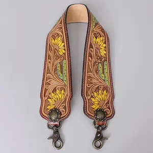 American Darling Hand Tooled Genuine Leather Crossbody Handle Strap for Bags Phone Keychain Wallet Purse Clutch Cellphone