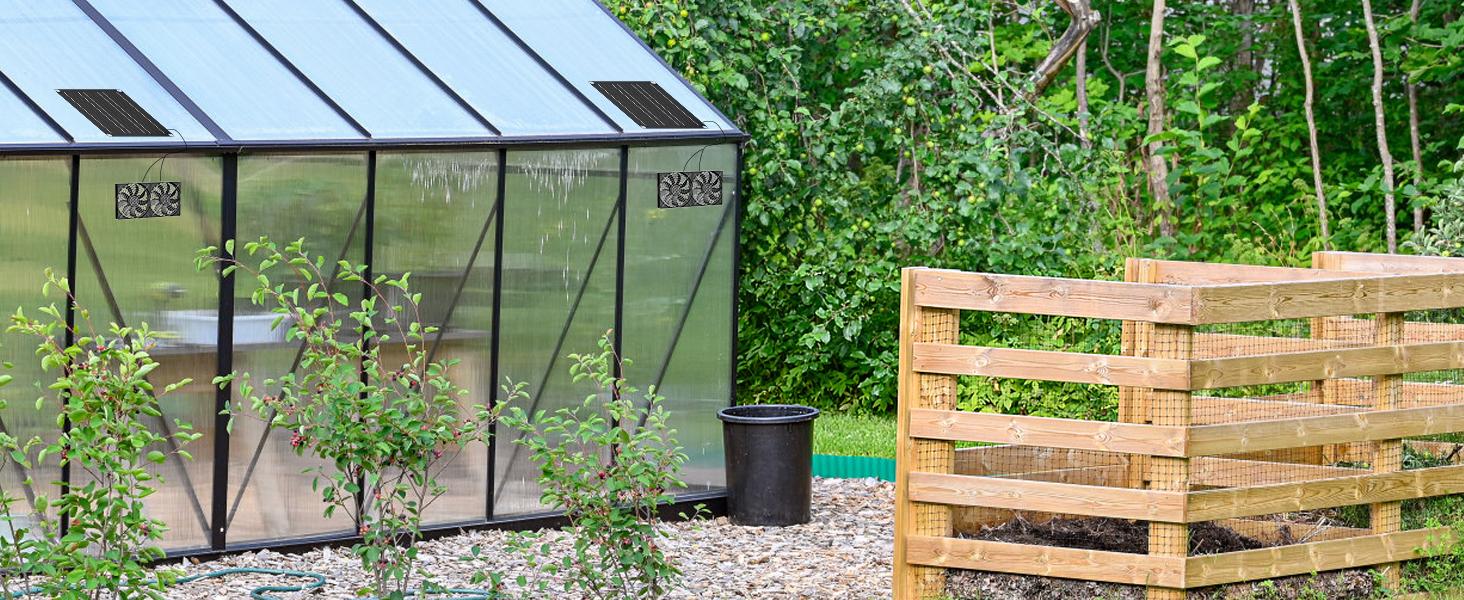 MARBERO 4.7 Inch Solar Powered Fan Kit 15W Solar Panel with 2 Waterproof Fans Intake or Exhaust Air Fan wtih 13 Ft Cable for Outside Backyard Chicken Coops/Greenhouses/Dog Houses/Pet Houses