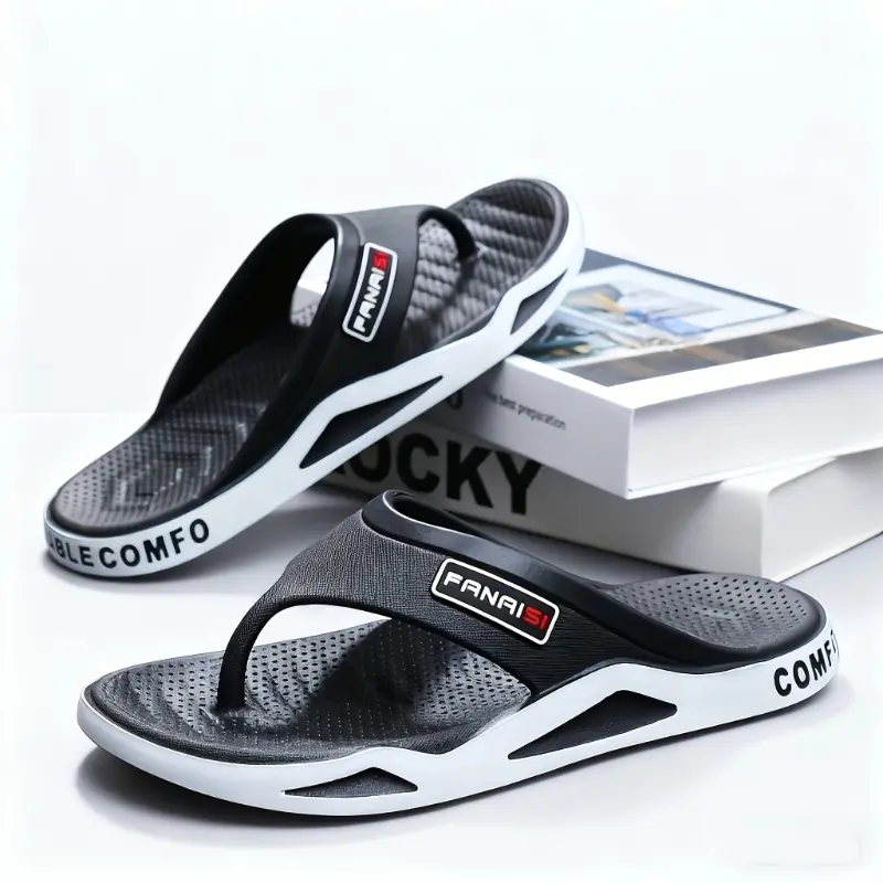 Men's Flip Flops - Men's Shoes, Rain Shoe Covers, Comfortable Breathable Insole, Non-Slip, Wear-Resistant, Lightweight, Casual Indoor Outdoor Sandals for Home Use & Summer Leisure Outings