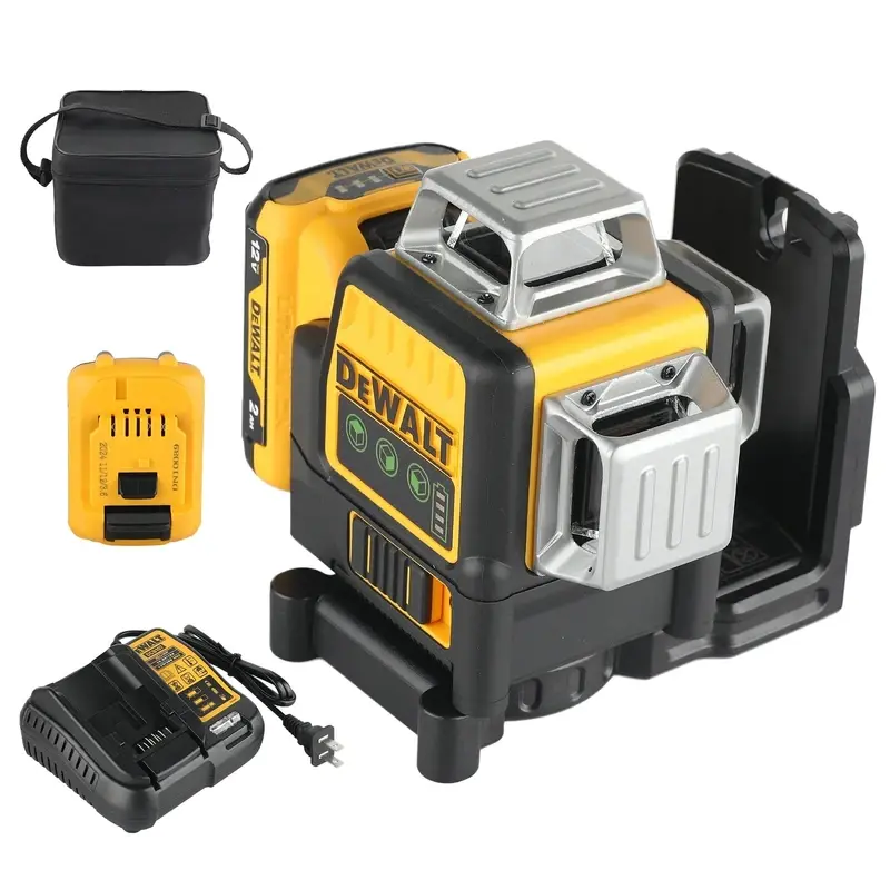 Dewalt NEW DW089LG Green Laser Level Tool Kit - 12 Lines, 3 Sides, 360-Degree Vertical & Horizontal, 12V Automatic Self-Leveling, Precision in Every Line, Magnetic Baseplate, With Battery & Charger, Ideal for Construction & Outdoor Carpentry
