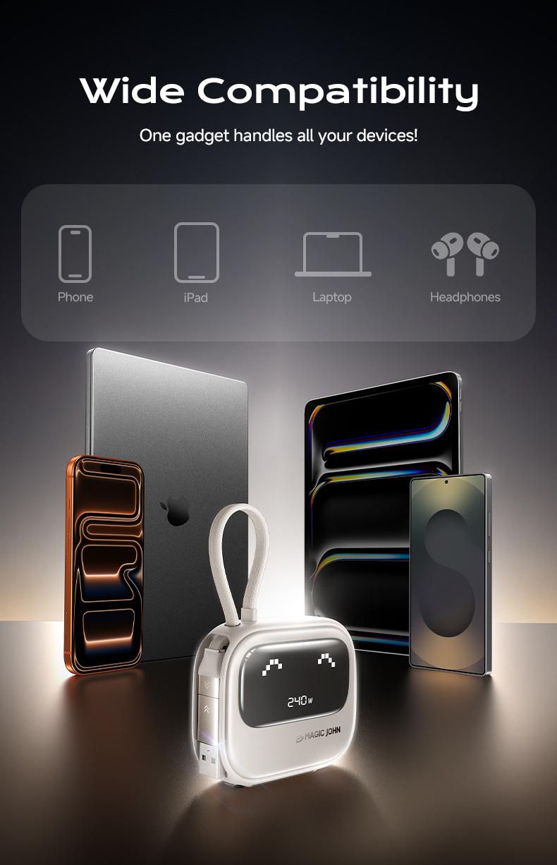 MAGIC JOHN 4-in-1 Retractable USB Charging Cable – 240W Fast Charging & Data Sync | Compatible with iPhone & Android | Retractable CarPlay Cable MAGIC JOHN 4-in-1 Retractable USB Charging Cable – 240W Fast Charging & Data Sync | Compatible with iPhone & Android | Retractable CarPlay Cable