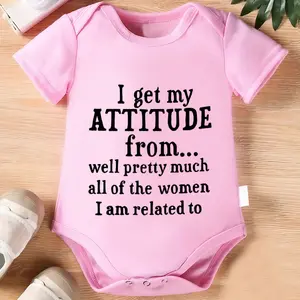 Funny Baby Girl Bodysuit I Get My Attitude From All The Women I’m Related To Cute Infant Romper Bodysuit Toddler Graphic Onesie Short Sleeve Baby  Soft Cotton Baby Shower Gift Girl Clothes