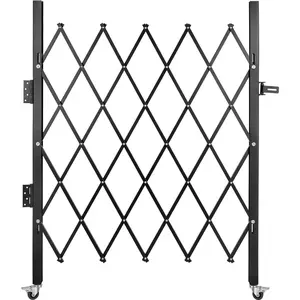 VEVOR Single Folding Security Gate,  5\' H x 5-1/2\' W Folding Door Gate, Steel Accordion Security Gate, Flexible Expanding Security Gate, 360° Rolling Barricade Gate, Scissor Gate/Door with Padlock