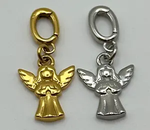 Angel Charm — Guided Interchangeable Charm System Stainless Steel Faith Comfort Divine Guidance Snap Open Clasp Meaning Card Included fashion casual trendy jewelry jewellery Gold-Plated Set Engraved Name Accessory