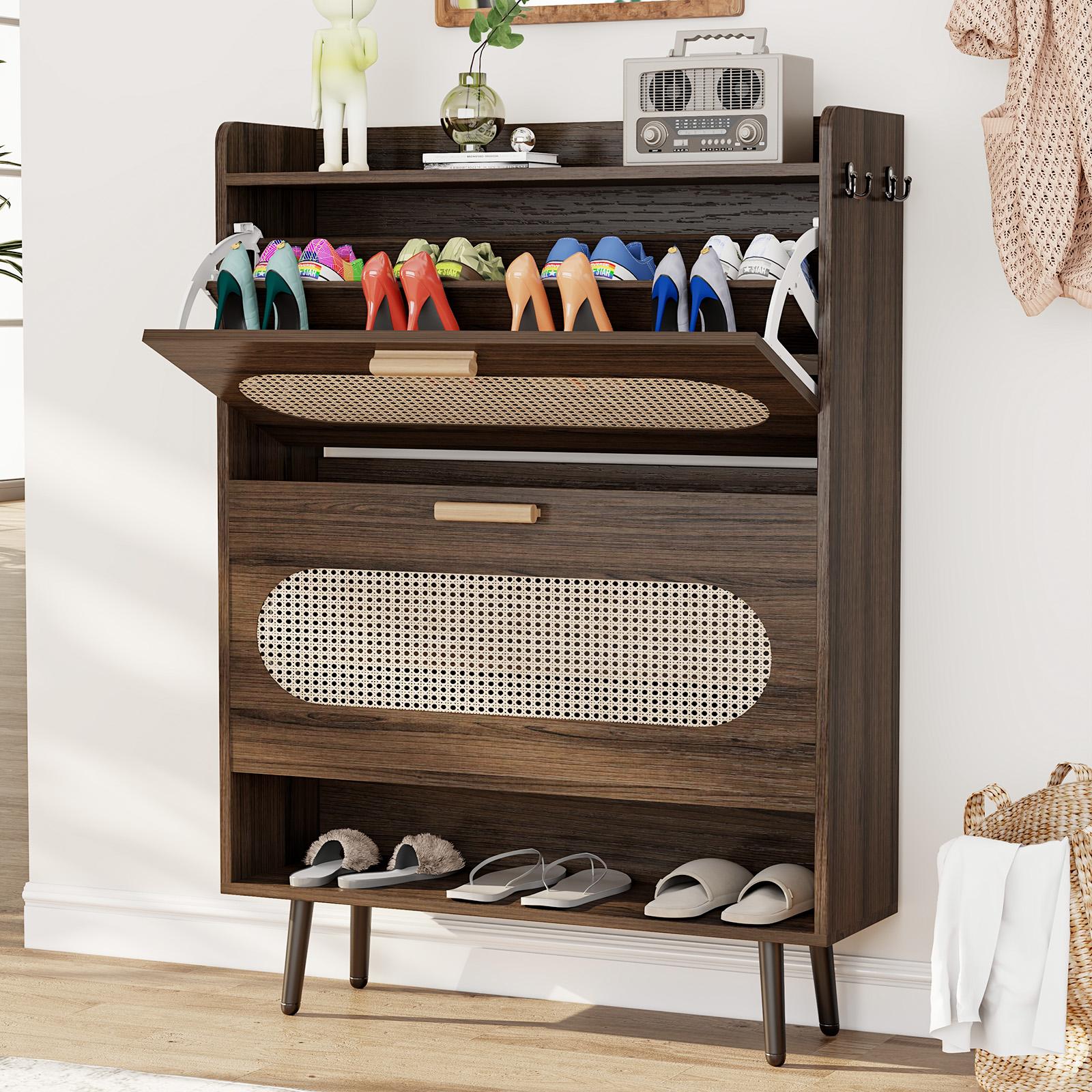 【HolidayHaul】Shoe Cabinet with Doors, 6-Tier Shoe Storage Cabinet with Adjustable Shelves, Wooden 50'' Tall Shoes Rack Organizer Cabinet for Entryway, Front Door, Hallway Closet, Living Room - Blue