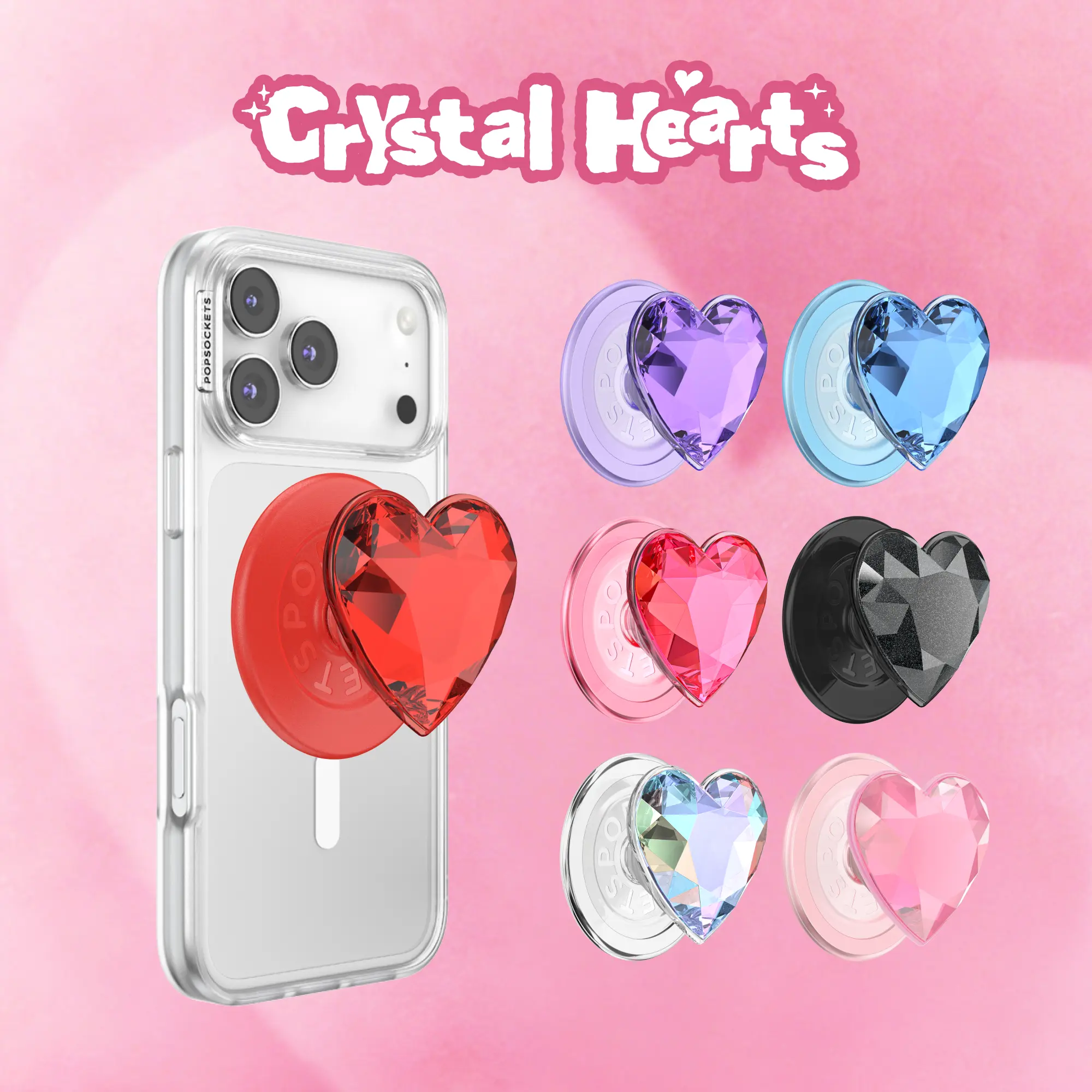 Crystal Hearts PopGrip for MagSafe - Magnetic Phone Grip and Phone Stand - PopSockets