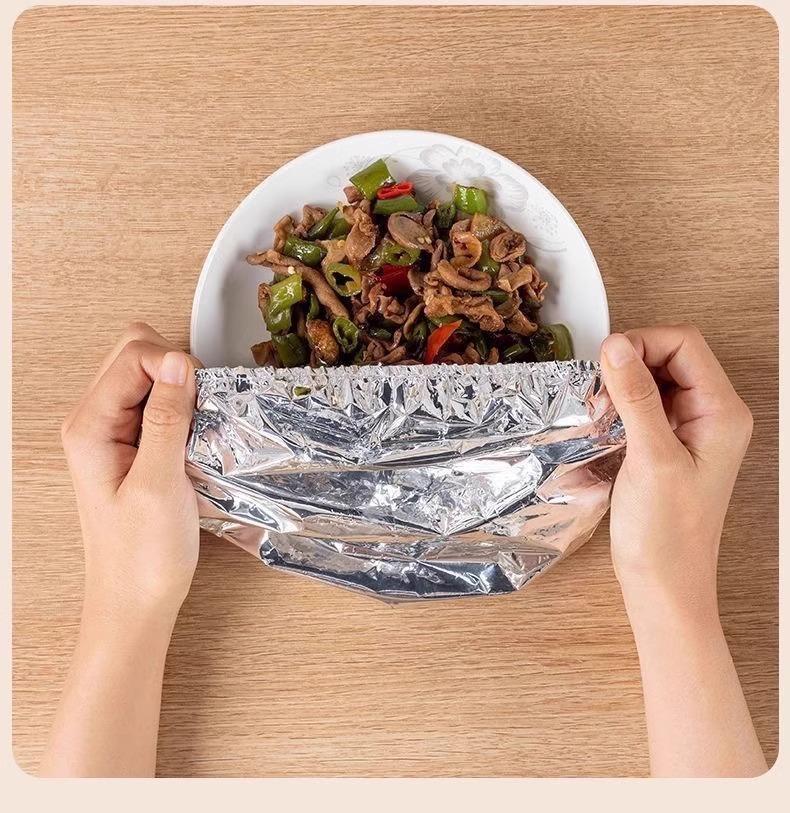 50PCS Aluminum foil heat-retaining cover for home dining tables and food containers; kitchen freshness preservation and insulation; aluminum foil