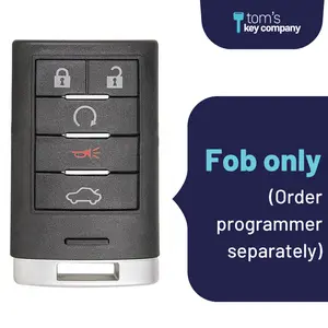 Brand New Aftermarket 5-Button Smart Key Fob with Lock, Unlock, Remote Start, Trunk, Panic for Select Cadillac Vehicles (CADSK-5B-145-K)