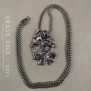 Grim Reaper Scythe Pendant Necklace | Silver or Black Chain | Gothic Fashion Jewelry