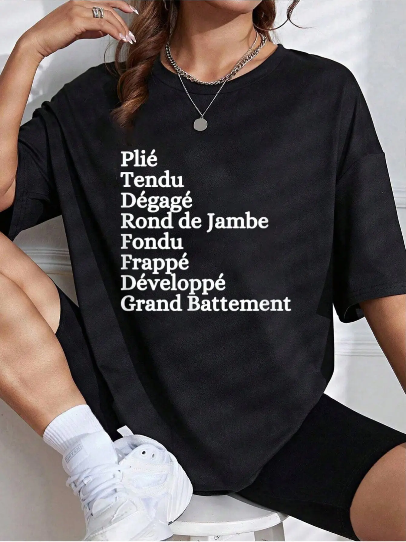 Unisex Fashion Cotton Ballet Barre Warm-Up Tee, Round Neck Short-Sleeve Breathable Crew Neck Shirt for Ballerina Dancers (Plie Tendu Graphic Print, Casual Top)