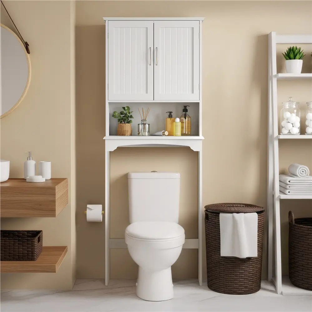 Yaheetech Wooden Bathroom Cabinet Over the Toilet Cabinet Bathroom Storage Organizer Toilet Rack with Adjustable Shelf for Bathroom tiktokshopbacktoschool