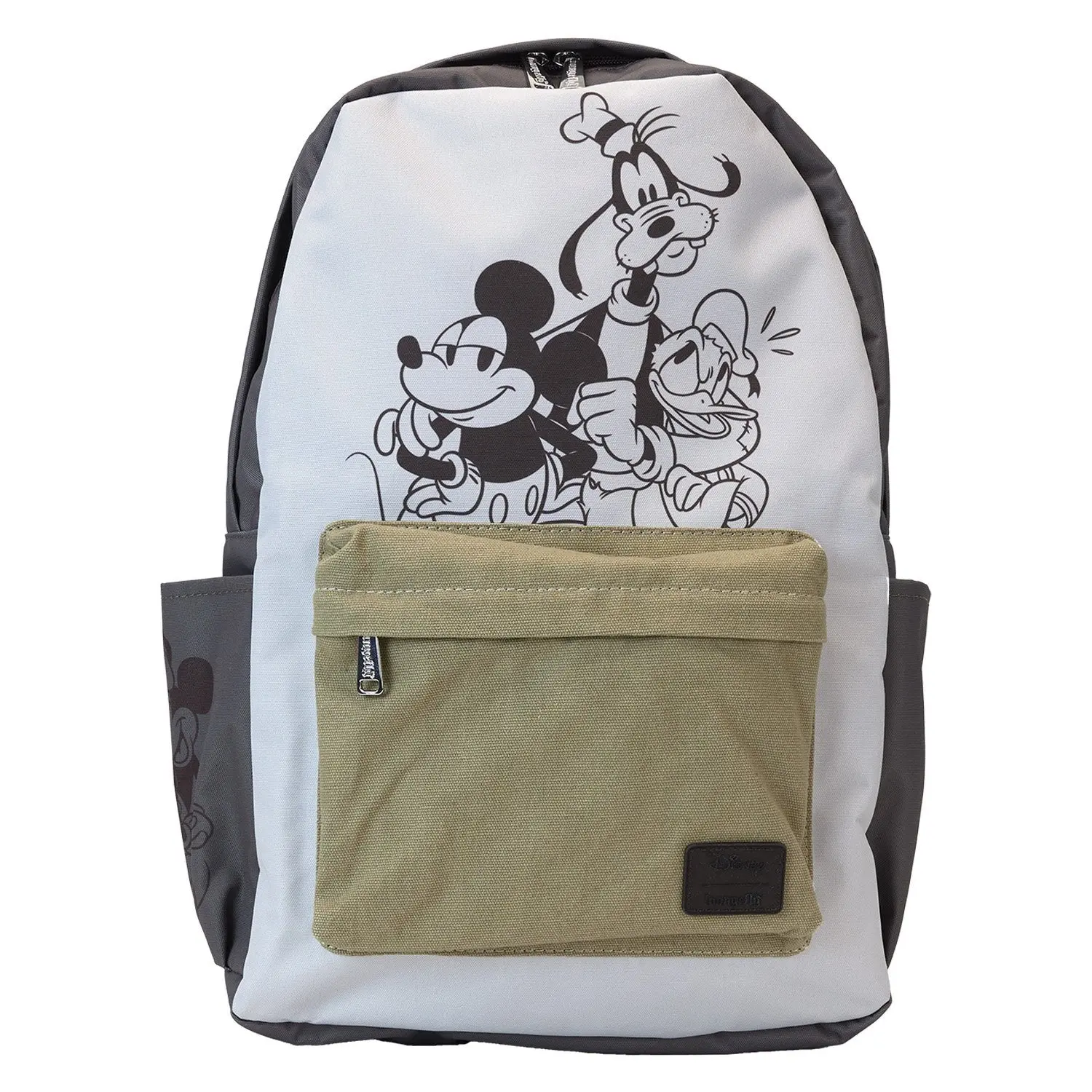 Loungefly Disney Mickey and Friends Cute Canvas & Nylon Full-Size Backpack, Casual Printed Basic Adults' Luggage Bag with Character Side Pockets, Everyday Carry Functional Bag, Backpack Cute, Casual Printed Backpack