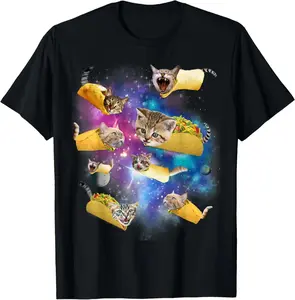Cotton Burrito Pizza and Taco Cat in Space - Tacocat Tee Gift Idea T-Shirt