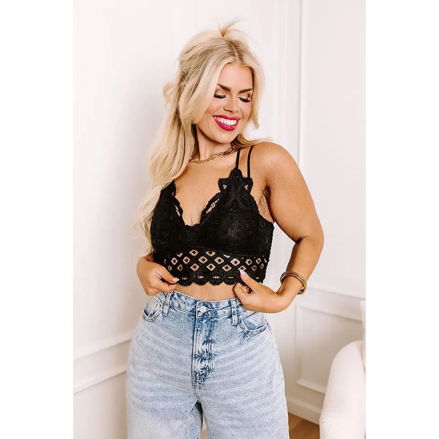 Writing Love Notes Crochet Bralette In Black Curves