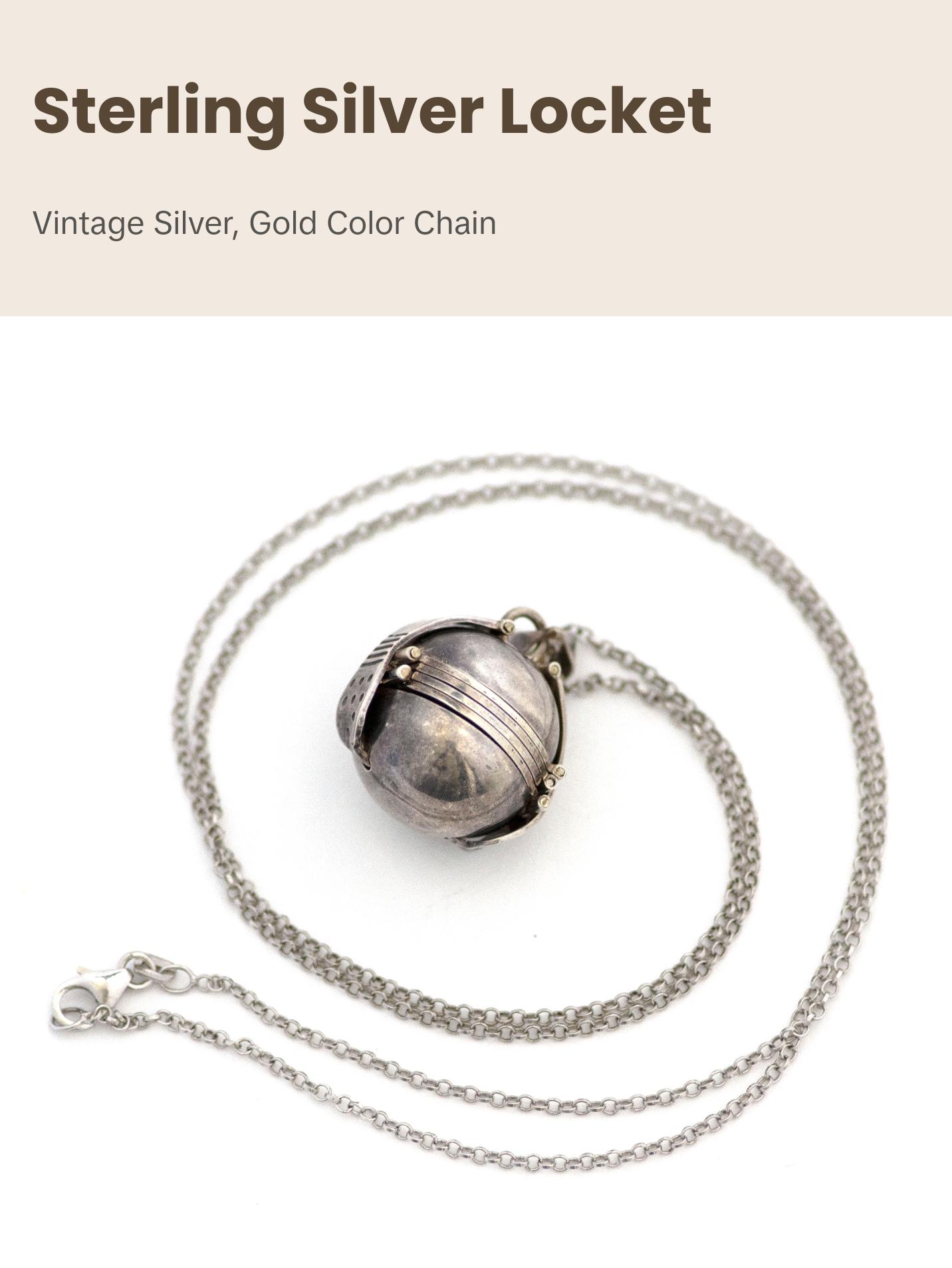 Silver Snitch Six Panel Sterling Locket Necklace