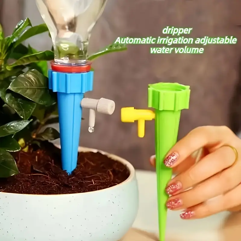 10pcs Self-Watering Spikes for Plants, Garden Watering Stakes, Watering Attachment, Slow-Release Control Valve, Adjustable Water Flow, Indoor & Outdoor, Perfect for Vacations
