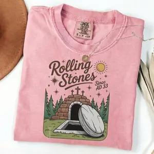 Comfort Colors JESUS Stones Easter Day T-shirt, Bible Verse Christian Shirt, Trendy Jesus Christ Tee, Faith-Based Graphic Sweater