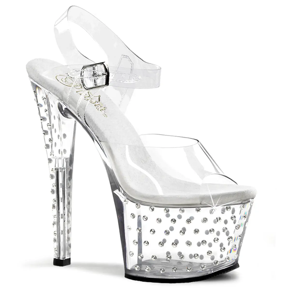 Women's Classy Elegant High Heel Platform Shoes - Stardust-708 Style, Platform Sole, Rhinestone Decor Shoe