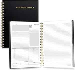 Half Meeting Half Note - 7.5"x10" Professional Notebooks for Work - 160 Pages, B5 Size Project Planner, Spiral Meeting Agenda/Minutes Organizer for Women Men, Note Taking, Office & Business