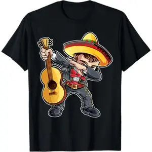 Unisex Crew Neck Tee  Dabbing Mariachi T Shirt Cinco de Mayo Kids Boys Men Mexican T-Shirt