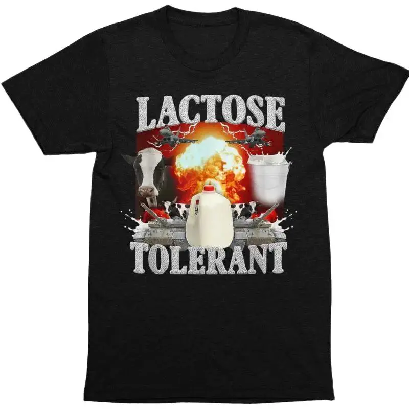 Men's Cotton Shortsleeve Relaxed Fit Casual T-Shirt - Lactose Tolerant Print, Breathable Fabric, Streetwear & Tropical Style Underwear Top