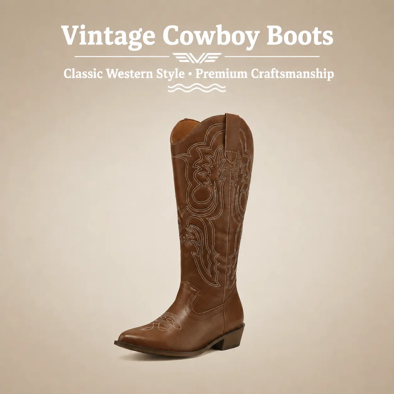 mysoft Women's Cowboy Boots, Embroidered Mid-Calf Western Shoes with a Pointed Toe & Chunky Angled Block Heel, Slip On Textured PU Statement Decor for Cowboy Aesthetic, Rodeo Outfit Inspo tiktokshopbacktoschool, Western Stuff