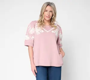 LOGO by Lori Goldstein Embroidered Sweatshirt