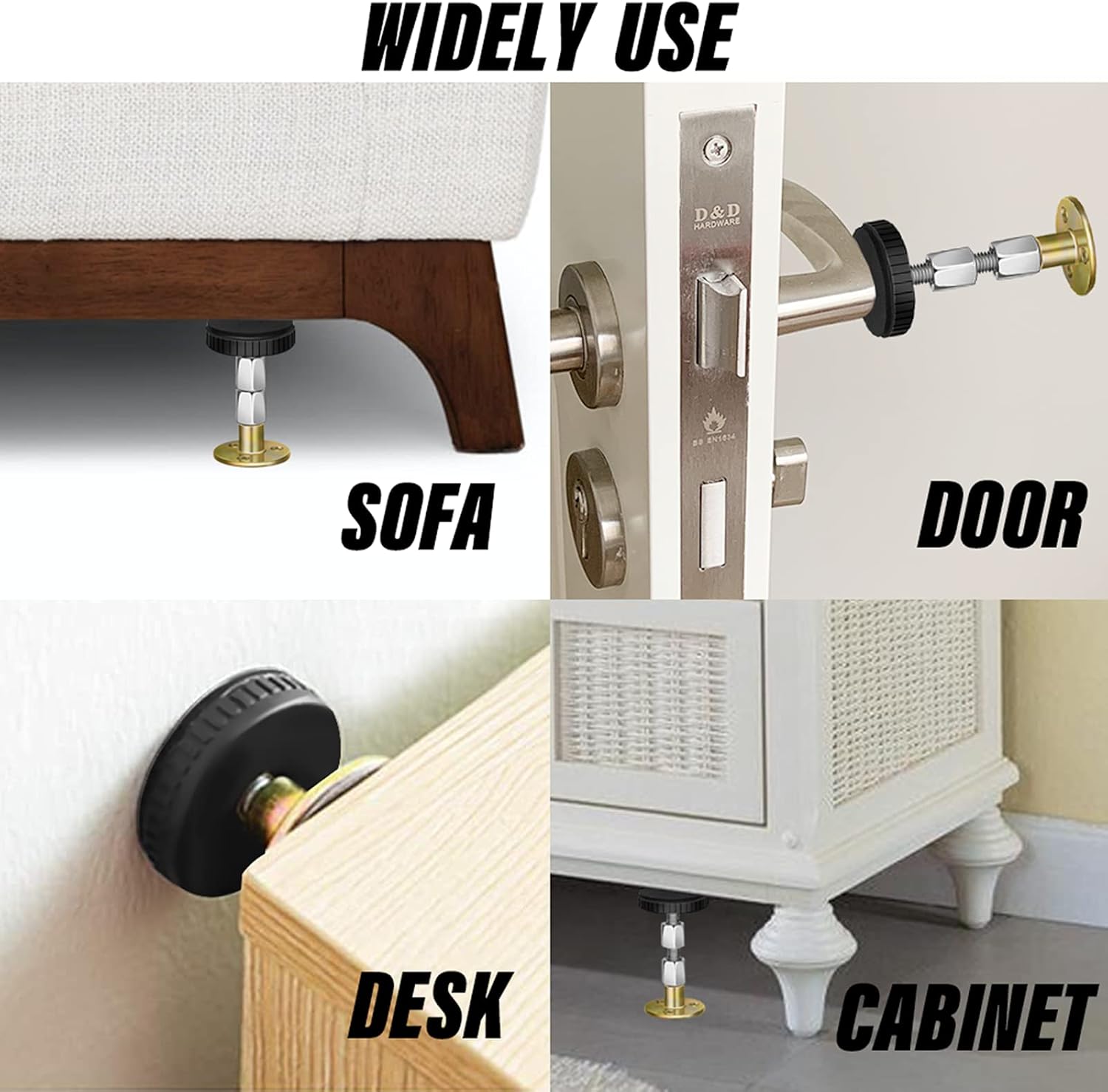 4 Counts Adjustable Threaded Headboard Stoppers Fixer, Secure Fixing, Stabilizes Furniture, Prevents Movement Stackable Soda Can Organizer for Fridge