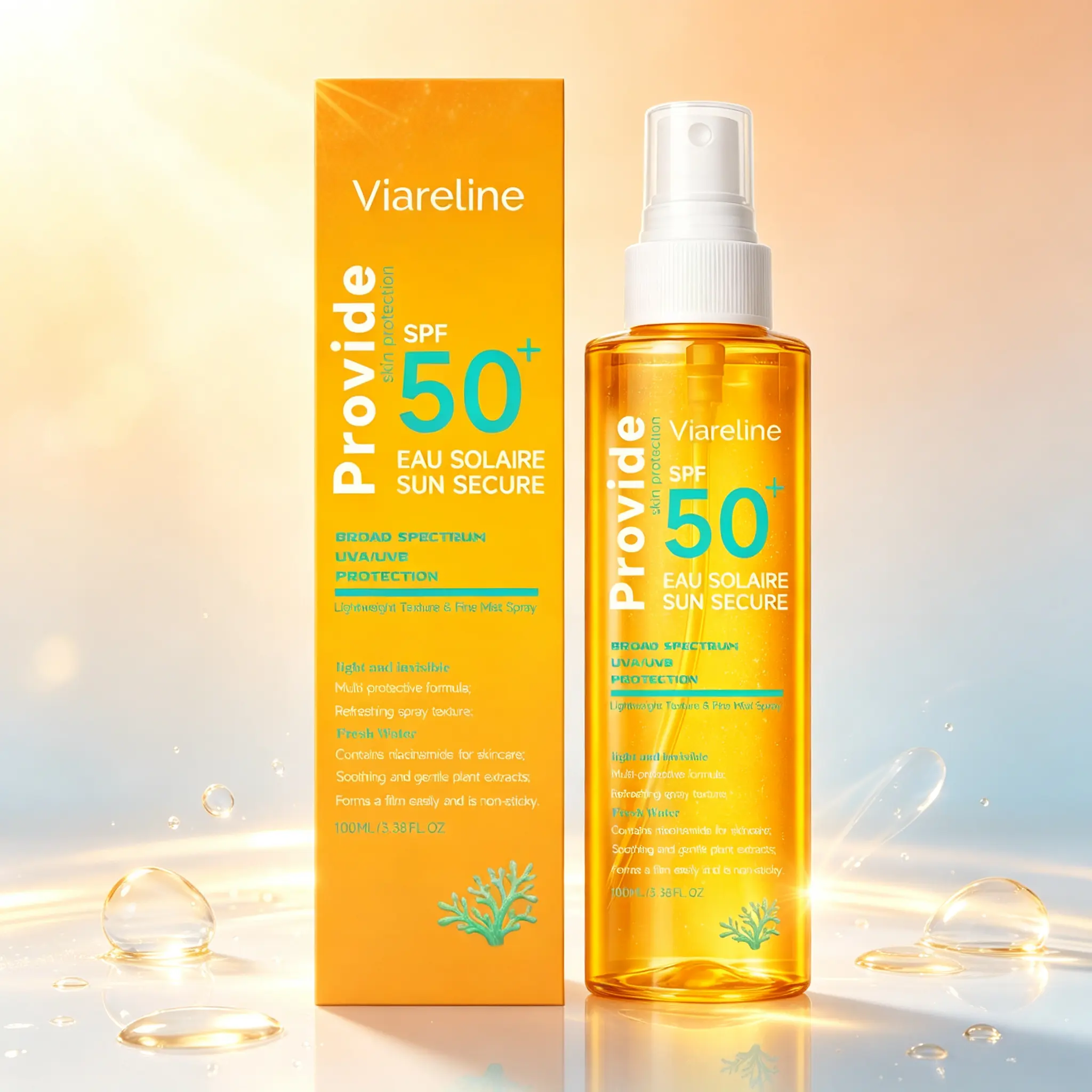 SPF 50 Sunscreen Mist 100ml – Lightweight UV Protection Spray with Niacinamide & Plant Extracts, Non-Sticky Daily Use