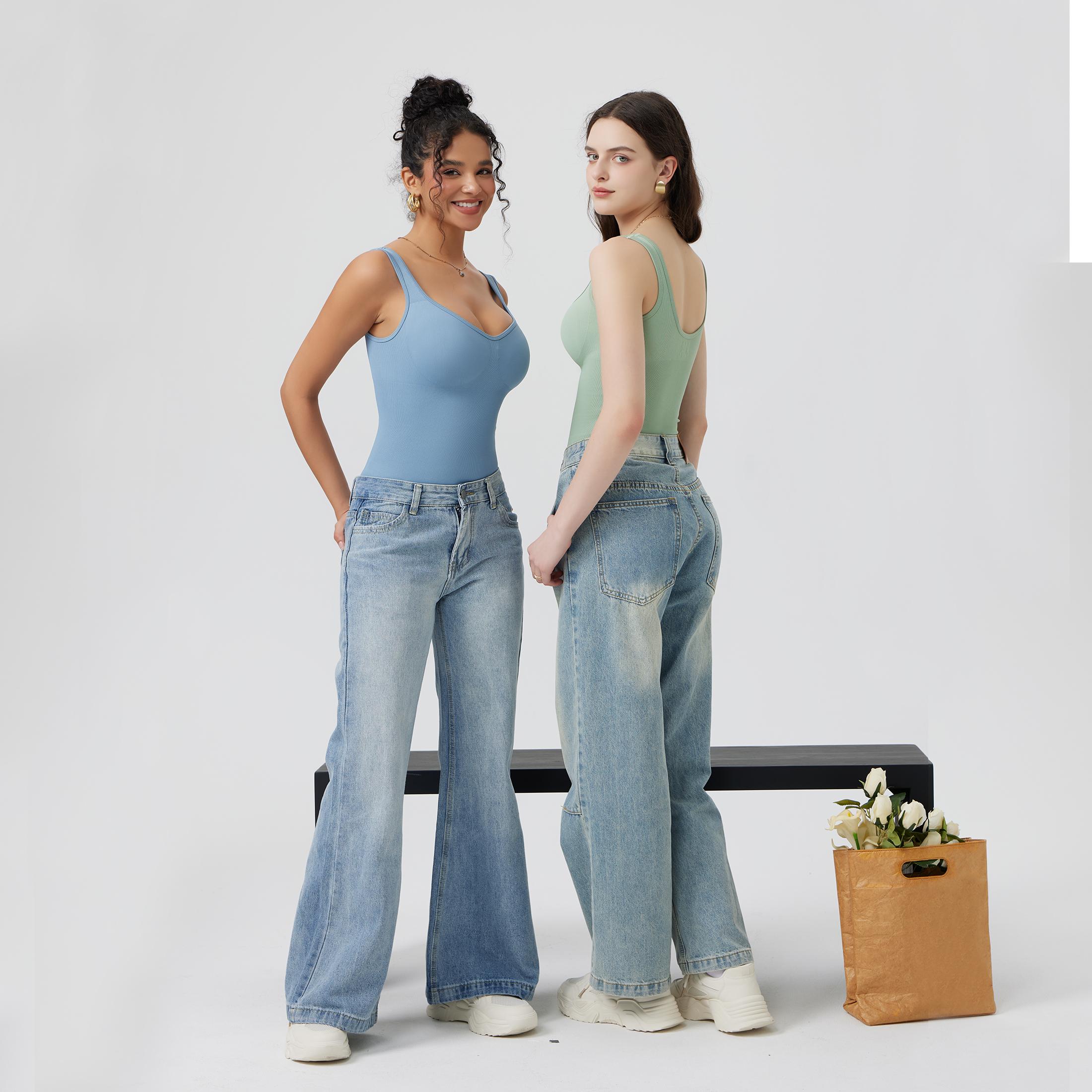 OQQfitness Bodysuit for Women Comfortable Ribbed Seamless Sleeveless Sexy Tank Top SpringStatements