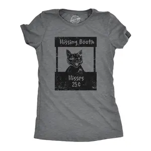 Womens Hissing Booth T Shirt Funny Mean Kitten Hiss Joke Tee for Ladies Funny Womens T Shirts Cute Vintage Fashion Casual Ladies T-Shirt Gift Sarcastic Tops for Women Funny Cat Top Women's Novelty Tees Dark Grey