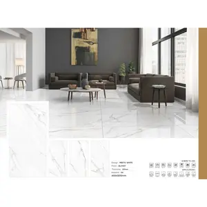 My Luxury Flooring MK PANTON Mesto White Porcelain Tiles - 24 x 48 Inch White Marble Soft Grey Vein Pattern - Glossy Finish Wall & Floor Use 15.5 Sqft per Box | Pallet of 10 Boxes (155 sq-ft)