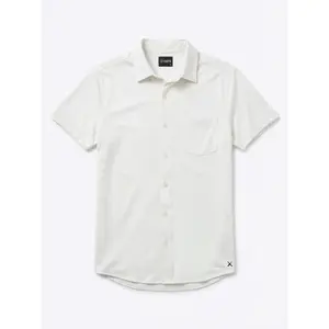 Cuts | Men's AO Fitted Short Sleeve Button Up Shirt | Polyester Cotton Blend with Curve Hem and Chest Pocket | Wrinkle Resistant