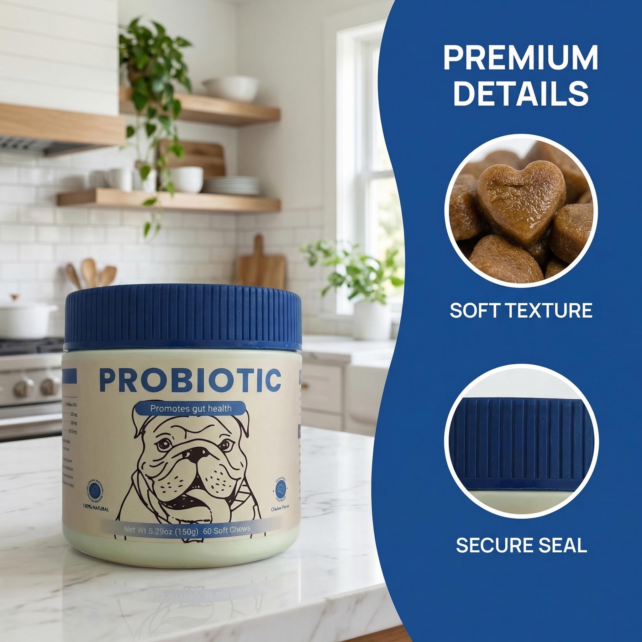 Probiotics for Dogs, Support Gut Health, Occasional Diarrhea, Digestive Health & Seasonal Allergies - Pork Flavor - 60 Soft Chews boost immune