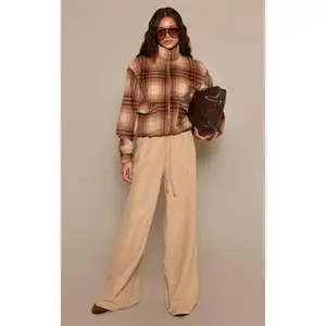 Crinkle Peachskin Wide Leg Trousers