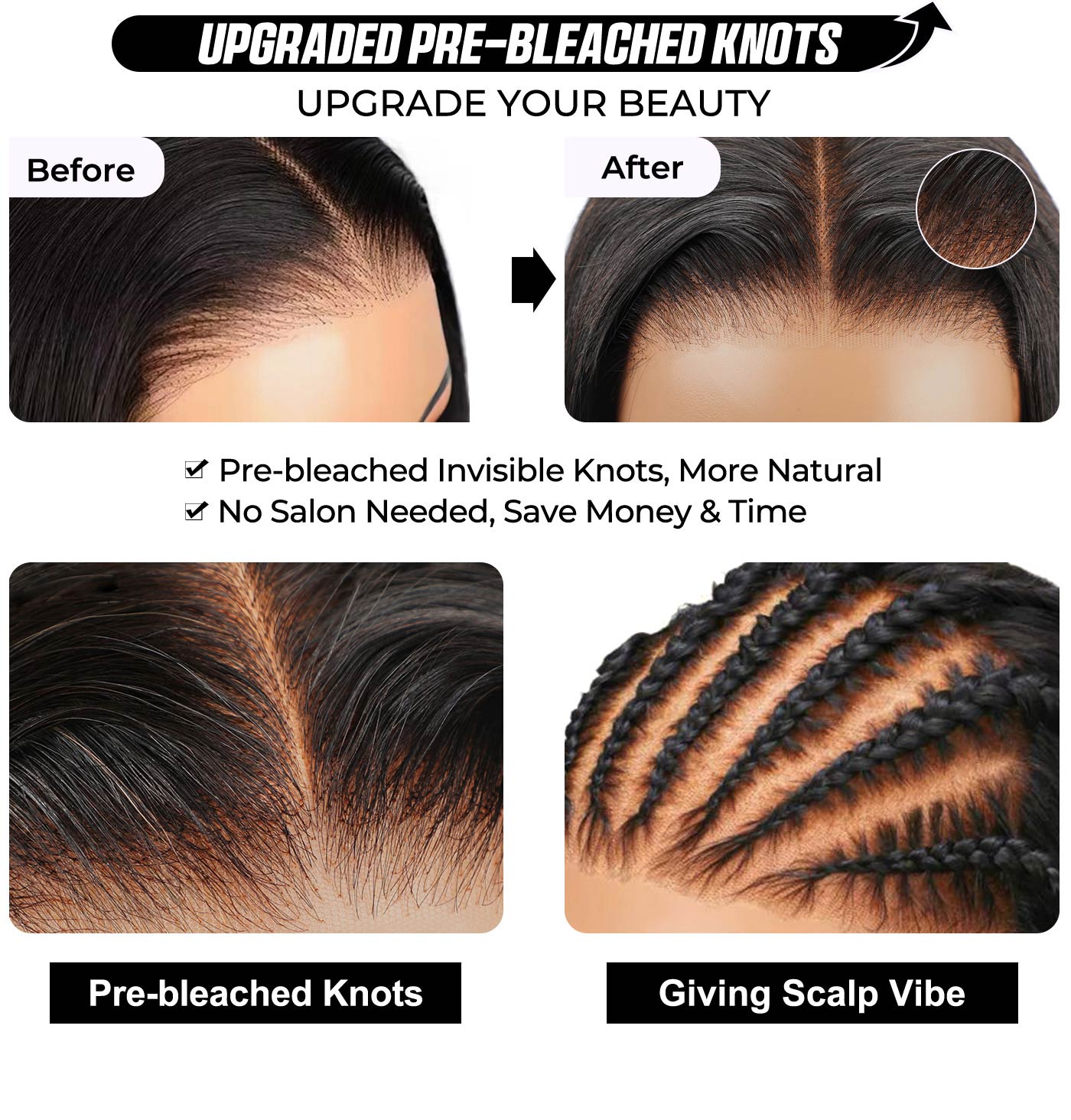 OQ HAIR Pre Bleached Knots Pre Cut Lace 4x6 HD Straight Hair Wear Go Glueless Wigs Invisible Melted Hairline Wigs